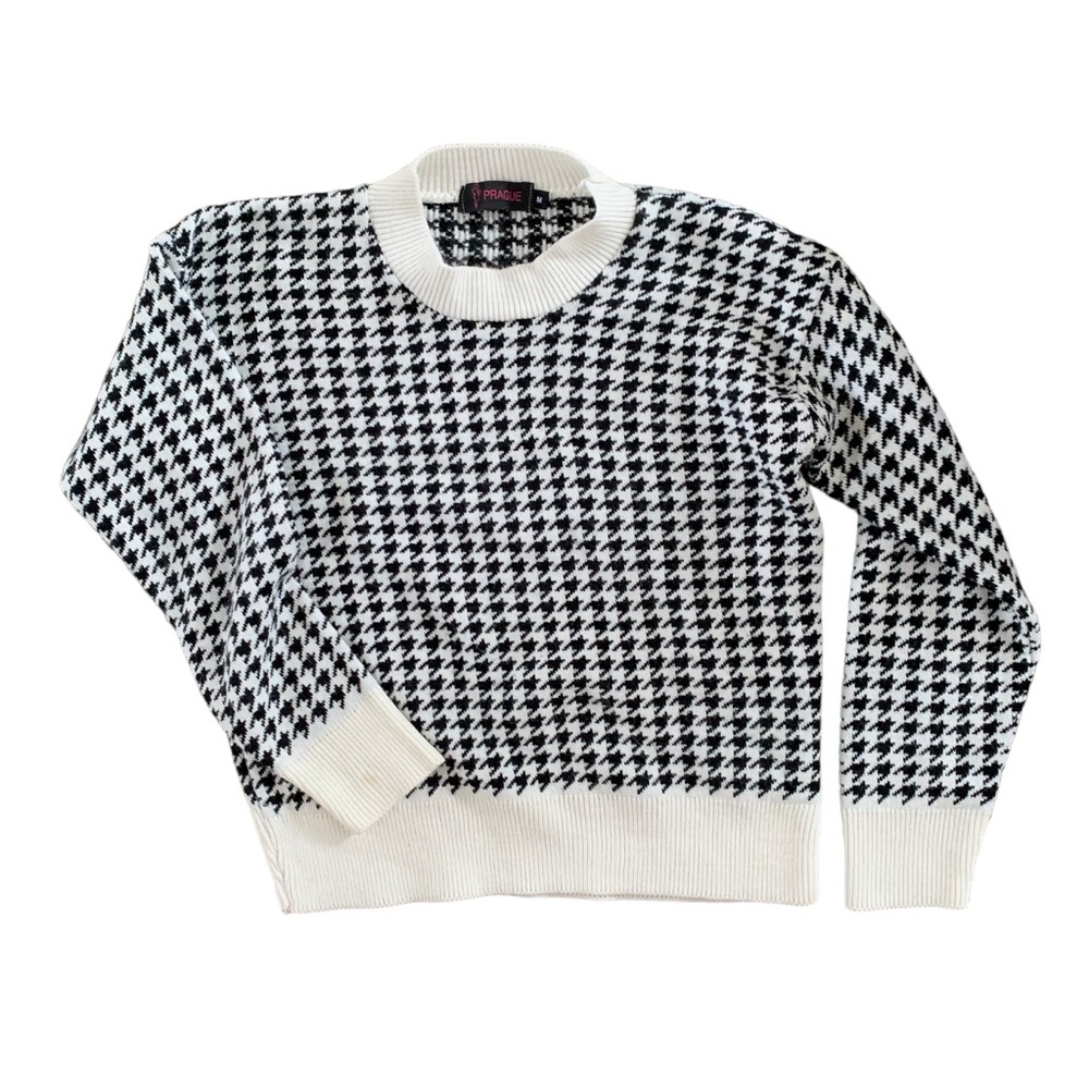 Prague size M houndstooth crew neck streetwear European streetwear retro indie